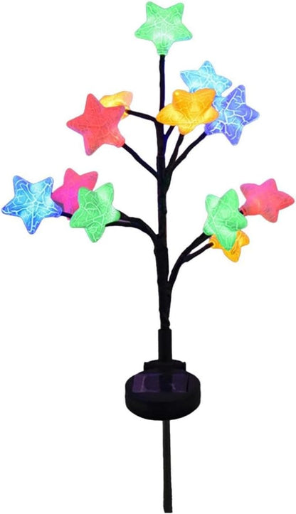 2 Pcs Solar Lights with Star Shape, Solars Garden Light with 2 Lighting Modes, Solar Stake Lights Outdoor Waterproof, Easter Decorations, Decorative Light for Garden Yard Lawn Pathway