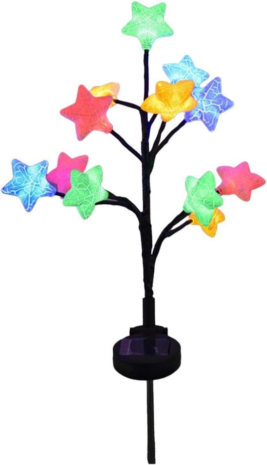 2 Pcs Solar Lights with Star Shape, Solars Garden Light with 2 Lighting Modes, Solar Stake Lights Outdoor Waterproof, Easter Decorations, Decorative Light for Garden Yard Lawn Pathway