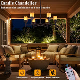 Battery Operated Chandelier, Outdoor Hanging Candle Lights Battery Gazebo Lights, Outdoor Chandelier for Gazebo, Canopy, Pergola, Porch, Tent Decor (6)