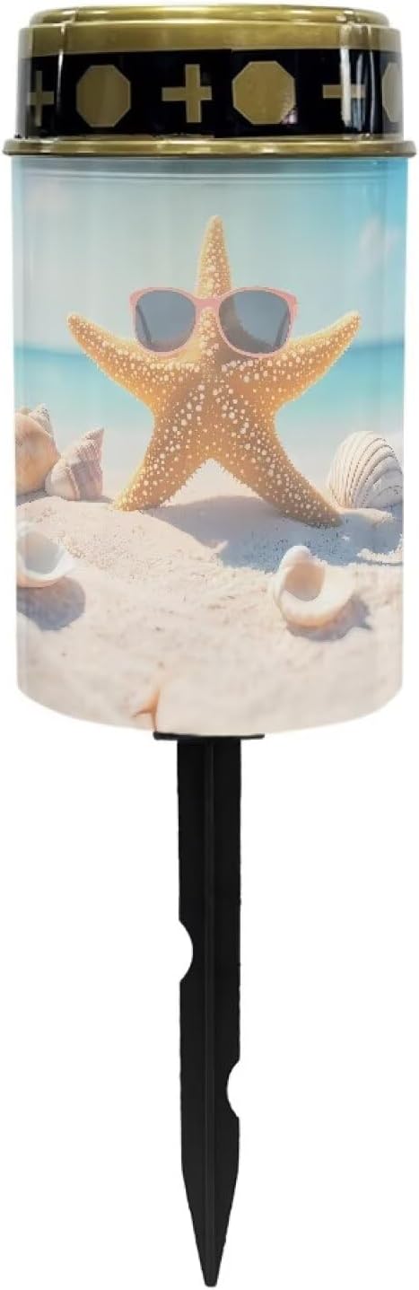 ZOUTAIRONG Funny Starfish Design Solar Light for Cemetery Grave Durable Solar Garden Lights Landscape Lighting Pathway Light Cemetery 2 Pack