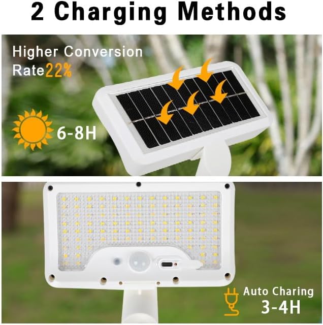 Solar Light for Outdoor Stairs & Deck, 92 LED Motion Sensor, IP65 Waterproof, Clip & Stand Dual Use, Auto On/Off with Light Sensing, Ideal for Fence, Camping, Garden Lighting (1-Pack)