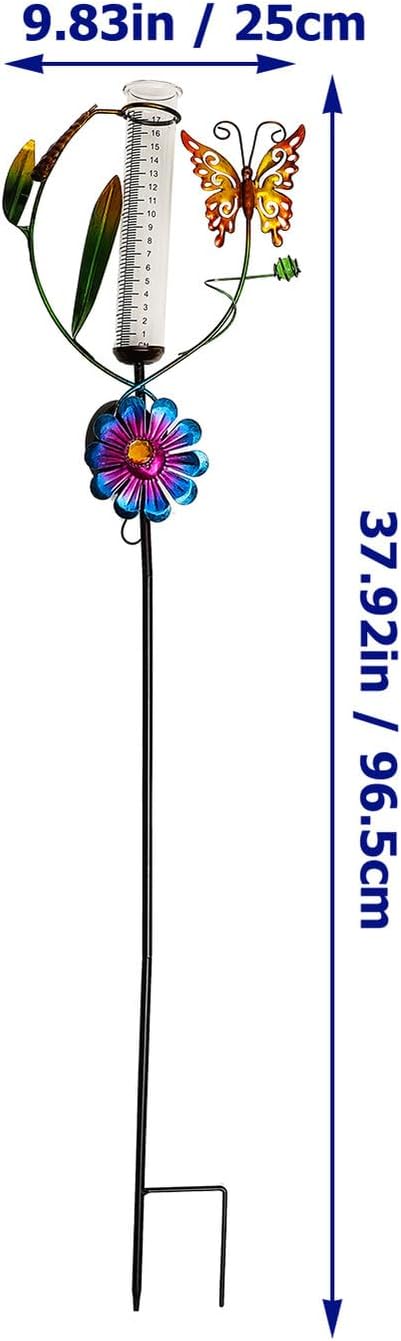 HOMSFOU Solar Powered Garden Path Lights with Butterfly Windmill Rain Gauge, Decorative Outdoor Solar Lawn Stake Lights for Yard and Patio
