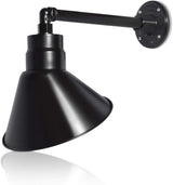 10in. Satin Black Angle Shade Gooseneck Sign Light Fixture with 13in. Long Extension Arm - Wall Sconce Farmhouse | Lumora