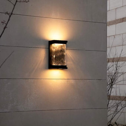 LUTEC 1000 Lumen Outdoor LED Wall Light Fixture, Dusk to Dawn Porch Light Wall Sconce with Seeded Glass, Matte Black Wall Lantern Exterior Lighting for House Backyard Patio, 3000K