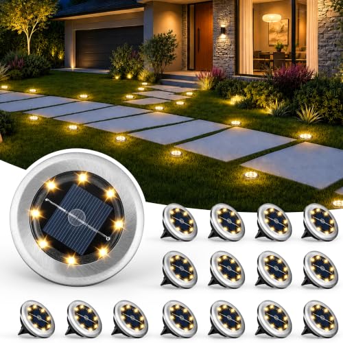 SOLPEX 16 Pack Small Solar Ground Lights, Pathway Lights Warm White