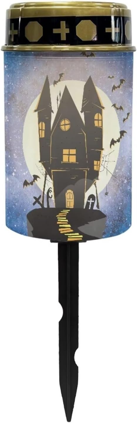 Generic Castle Print Solar Lights Outdoor Solar Garden Light for Outdoor Halloween Decoration Solar Path Light Landscape Path Light Night Light for Path Walkway Driveway