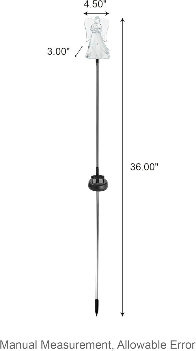 Glitzhome Solar Lights Outdoor 3 Pack Solar Angel Stake Lights with Stainless Steel Pole for Garden Deck Patio Landscape Decorating
