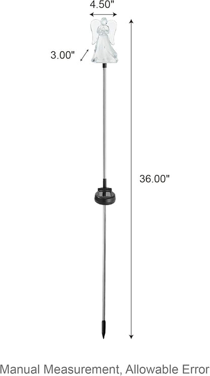 Glitzhome Solar Lights Outdoor 3 Pack Solar Angel Stake Lights with Stainless Steel Pole for Garden Deck Patio Landscape Decorating