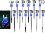 12PCS Blue Outdoor Lights LED Steel Garden Solar Powered Landscape Light Lamp Yar Pathway Stake Lights | Lumora