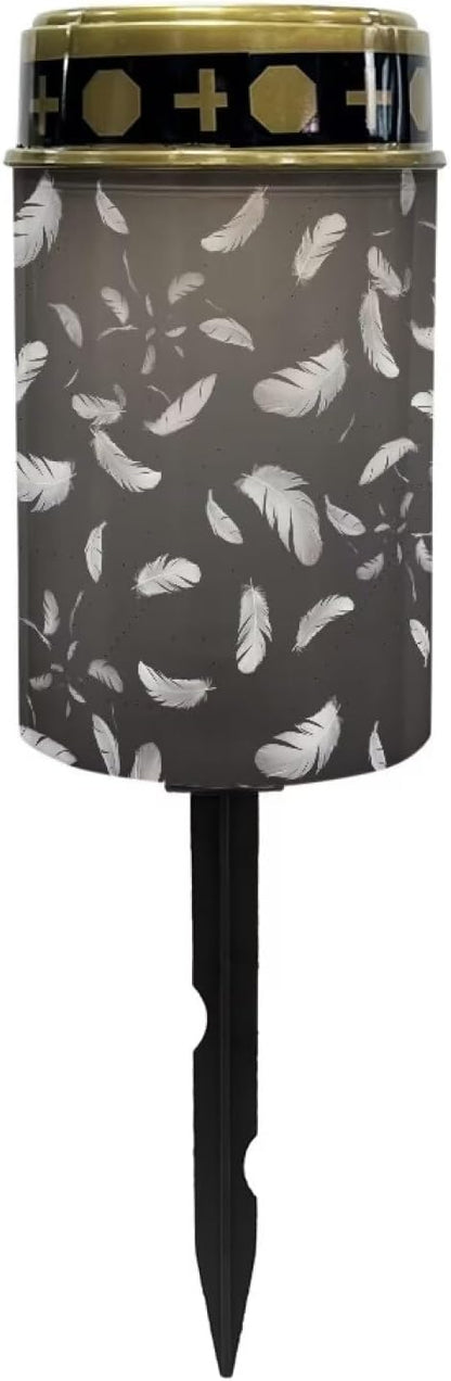 White Feather Cemetery Solar Lights for Grandma Solar Lights Outdoor Waterproof Cemetery for Yard Garden Landscape Path Lights LED Sympathy Memorial Lights