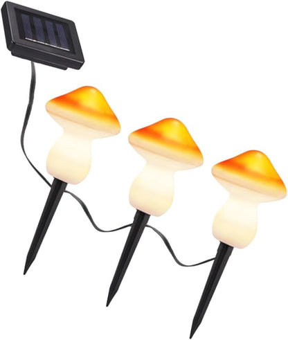 Hemoton Solar Powered Outdoor Garden Lights Led Mushroom Stake Lamp Auto-dimming Solar Pathway Light