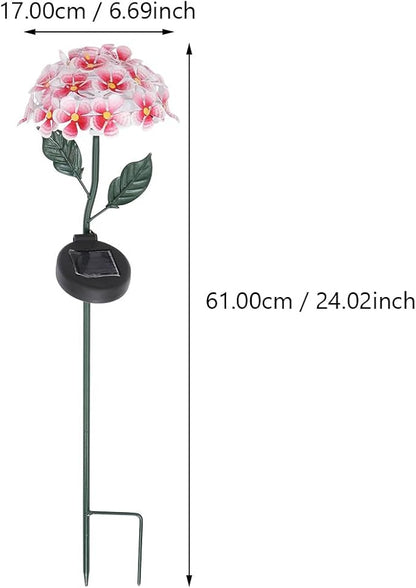 HOMSFOU Solar Hydrangea Lawn Stick Light Outdoor Solar-Powered Garden Pathway Lamp Yard Ground Landscape Lighting for Patio and Courtyard Decor