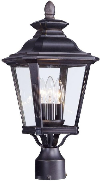 Maxim Knoxville-Three Light Outdoor Post Lantern in Early American Style-9 Inches Wide by 19.5 inches high