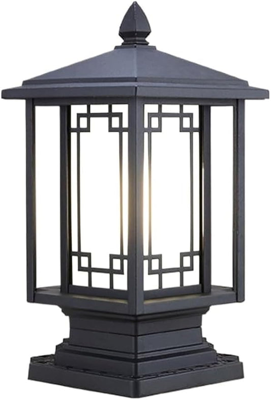 New Chinese Style Rural Villa Gate Super Bright Pillar Lights, American Black Post Light Outdoor Landscape Column Exterior Yard Garden Patio Decor Lamp