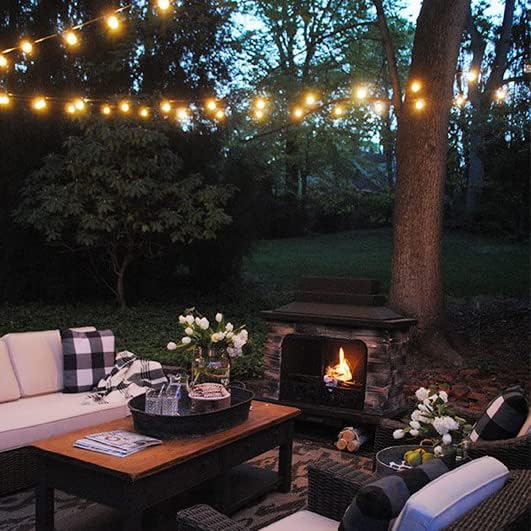 Solar String Lights, Waterproof and Shatterproof LED Outdoor Solar Light with 25 G40 Bulbs, 27 Ft Long Umbrella Sting Lights Patio Lights