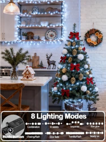 2 Pack Extendable Christmas String Lights Indoor Outdoor 400 LED Cool White
