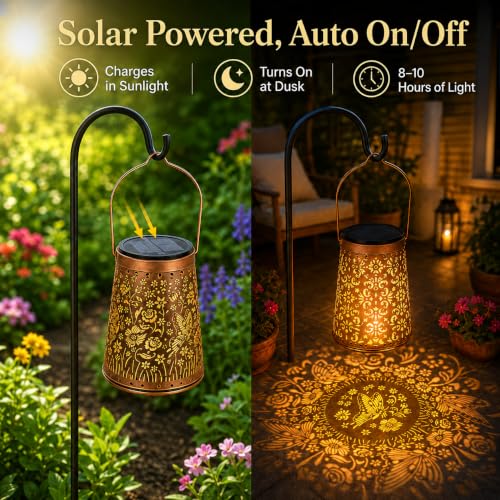 LeiDrail Butterfly Solar Lanterns, Outdoor Hanging Garden Lights, 2 Pack