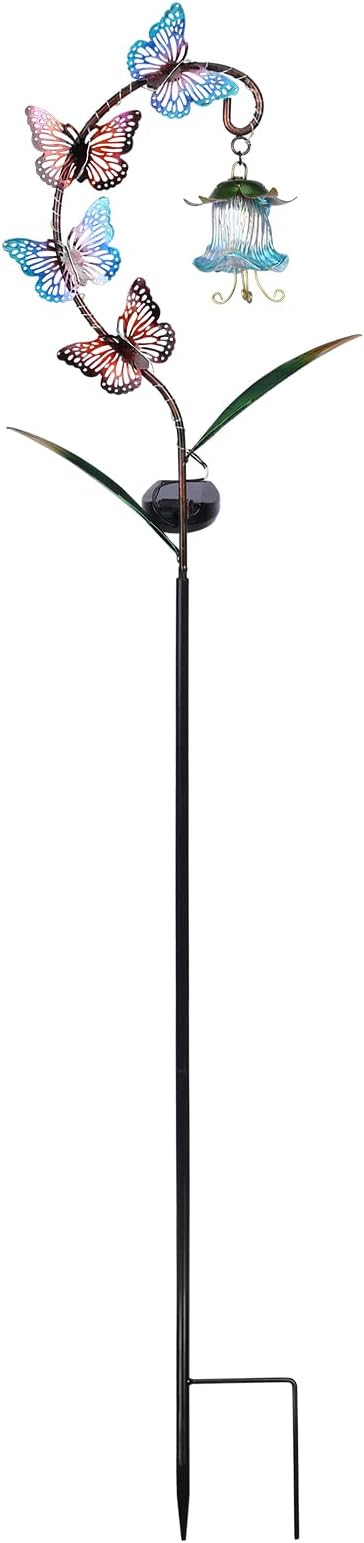 Bshine Solar Butterfly Lights Outdoor Garden Decoration Valentine's Day, Metal Stake Waterproof Hanging Flower | Lumora