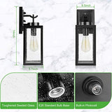 2-Pack 14'' Dusk to Dawn Outdoor Wall Light Fixtures, Exterior Lighting Fixtures Wall Mount, Waterproof Porch Lights Outdoor Wall Sconces Lanterns, Black Outside Lights for House Front Door Garage