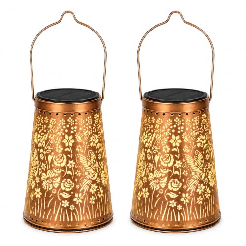 LeiDrail Butterfly Solar Lanterns, Outdoor Hanging Garden Lights, 2 Pack