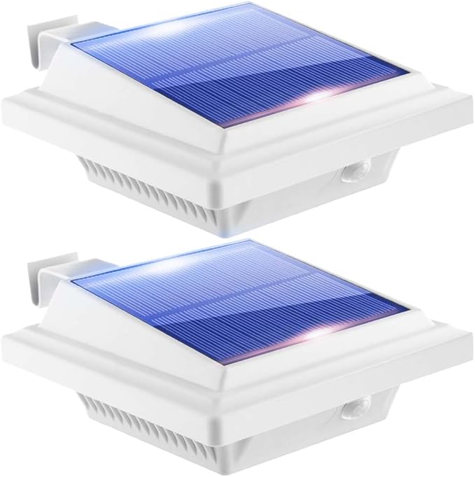 Gutter Lights, 40 LED Solar Patio Decor - Deck, Fence, Wall, Backyard, Porch, Pool, Step, Stairs, Yard, Garden, Pathway (2Pack, White, Cool White Light)