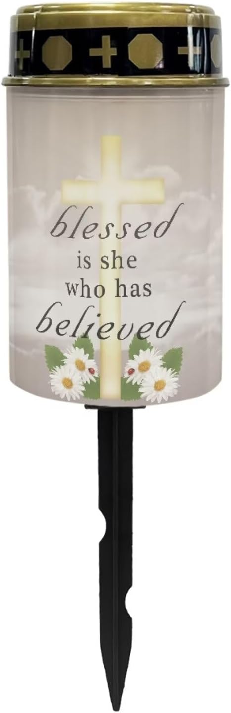 Blessed Cross Solar Stake Lights - Multipurpose Memorial Cemetery Decorations - Solar Powered Landscape Lights for Outside Patio Yard Pathway