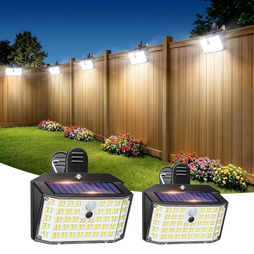 LUHLEE Clip on Solar Fence Lights Outdoor, 176 LED Motion Sensor Lights