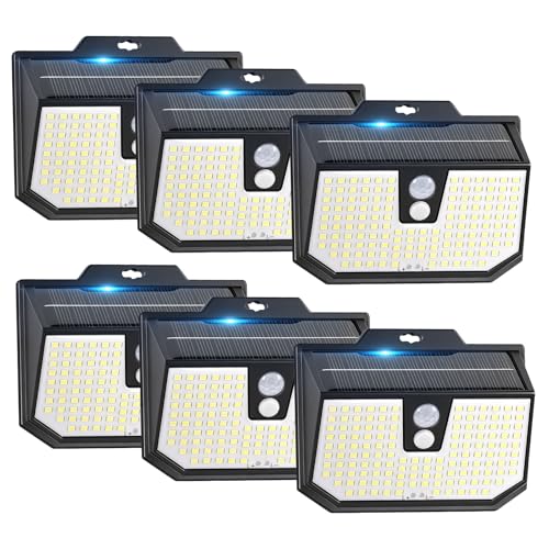 Brightever Solar Lights Outdoor Motion Sensor, 6 Packs Super Bright Solar Fence Lights with 3 Lighting Modes, Solar Powered Security Wall Lights Waterproof for Outside, Yard, Pathway, Garden, Deck