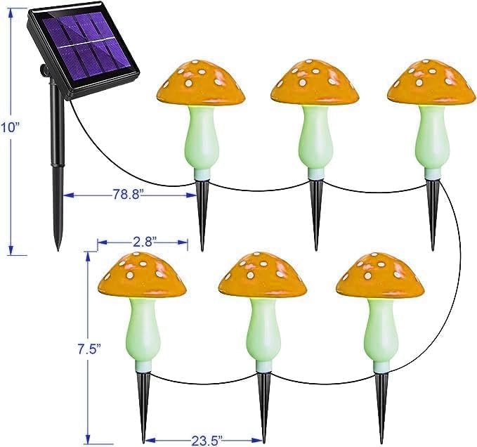 Generic Mushroom Solar Lights Outdoor, Waterproof Mushroom Landscape Lights 8 Lighting Modes Mushroom Garden Fairy Lights (Yellow, 8 Pack)