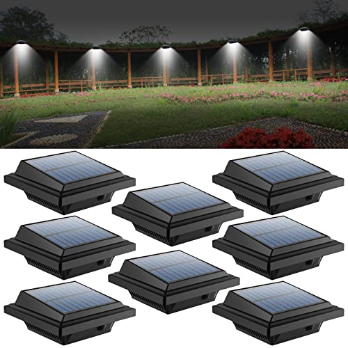 Solar Gutter Lights Outdoor, 40 LEDs Bright Solar Powered led Fence Light Deck Lights Waterproof for Wall, Deck, Fence, Stair, Step and Yard (Black Shell, 8 Pack, Cool White)