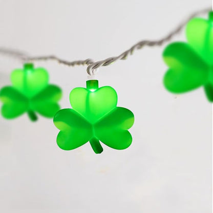 St Patrick's Day Shamrock Lights Plug in, 8.5Ft Outdoor Shamrock St Patrick's Day Decorations Lights Waterproof with 10 LED Green Clover Light UL Listed for Home Window Irish Party Garden Birthday