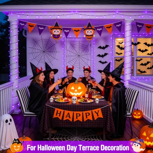 JMEXSUSS 400 LED Purple Halloween Lights Outdoor Plug in