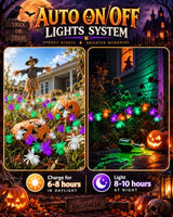 LORRYTE 8Pack 48LED Spider Solar Halloween Lights Outdoor for Garden