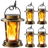 Solar Lanterns Outdoor Waterproof, Upgraded Flickering Flame Solar Lights Outdoor, Solar Powered Lanterns Decorative, Hanging Solar Lantern for Garden Yard Patio Path Porch Tree Decor 4 Pack(Copper)