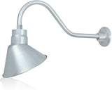 10in. Galvanized Finish Angle Shade Gooseneck Sign Light Fixture With 22in. Long Extension Arm - Wall Sconce | Lumora