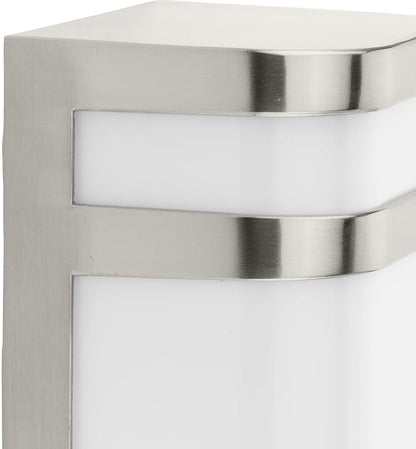 Progress Lighting Valera LED Collection 1-Light Matte White Acrylic Shade Modern Outdoor Small Wall Lantern Light Brushed Nickel