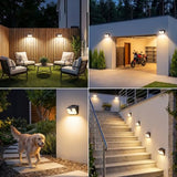Brightever Solar Lights Outdoor, 6-Pack Motion Sensor Security Lights with 3 Lighting Modes, IP65 Waterproof Solar Powered Wall Lights for Fence, Deck, Patio, Step, Warm White