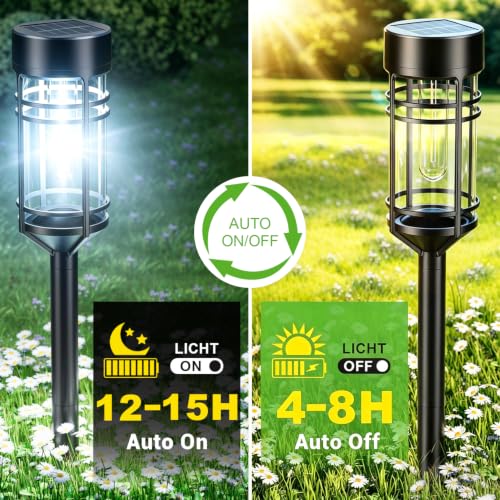 Amzarp 16 Pack Solar Garden Lights, Outdoor Bright LED Solar Pathway Lights