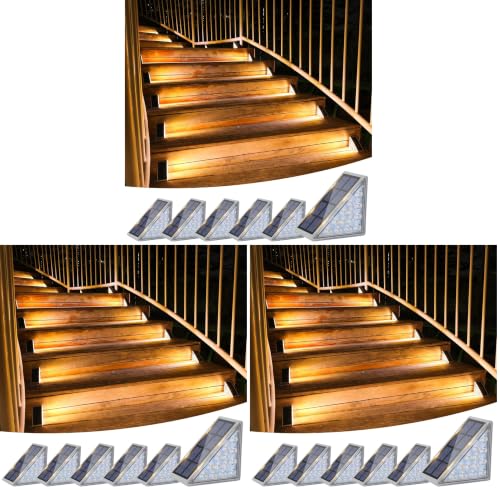 VOLISUN Solar Stair Lights 18 Pack, Solar Step Lights Outdoor Waterproof IP67, LED Outdoor Step Light,Outdoor Light Decor for Garden Stair, Deck, Front Step, Front Porch, and Patio（3000K）