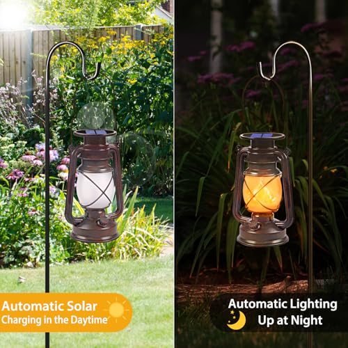 Solar Lanterns Outdoor Waterproof, 4 Pack Vintage LED Hanging Lights