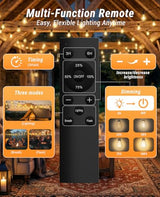 120FT Outdoor String Lights with Remote, LED Patio Lights with 45+2 Waterproof S11 Bulbs, Outside Dimmable 2700K Warm White, Timer & 3 Modes,for Backyard Garden Deck Porch Balcony Gazebo Party Decor