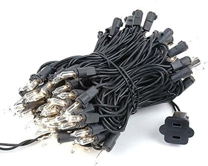 Novelty Lights 24-Pack, 34 Feet 100 Bulbs Traditional Incandescent Mini Lights, Clear on Black Wire with 4" Spacing, Commercial Grade and UL Listed for Indoor/Outdoor Use, End-to-End Connectable