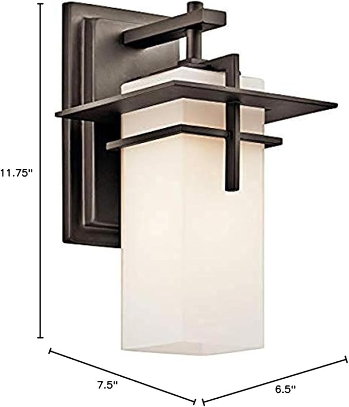 Kichler Caterham 11.75" 1 Light Outdoor Wall Light with Satin Etched Cased Opal Glass in Olde Bronze®
