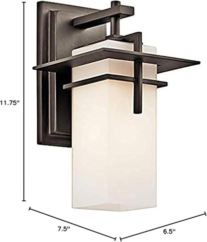 Kichler Caterham 11.75" 1 Light Outdoor Wall Light with Satin Etched Cased Opal Glass in Olde Bronze®