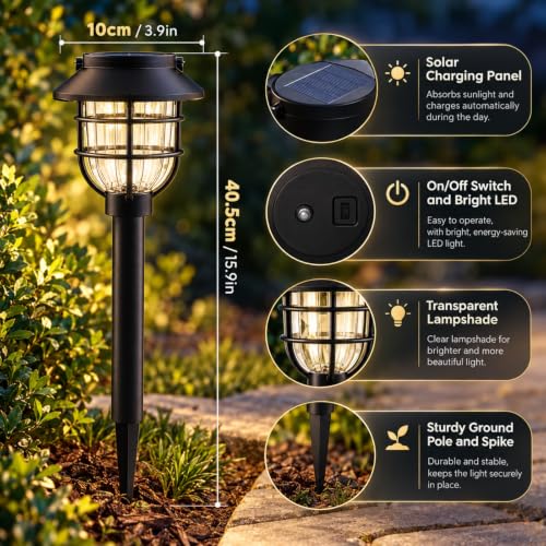 Springwind 10 Pack Solar Lights Outdoor Waterproof Pathway Garden Lights