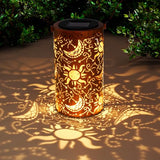 DIBIEECN Birthday Gifts for Women Mom Grandma Wife, Solar Lanterns Outdoor Waterproof, Metal Hanging Lights Garden Decor, LED Decorative Lantern for Patio Porch Backyard, Sun and Moon, 1 Pack