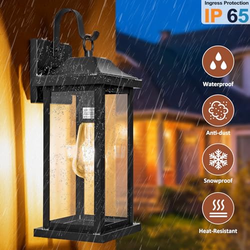 2-Pack Large Outdoor Light Fixtures Porch Lights Exterior Black