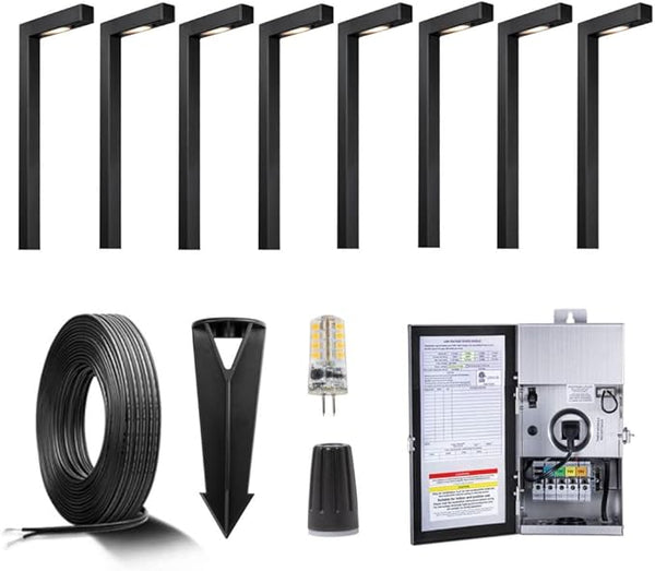Gardenreet Black Brass Low Voltage Pathway Lights Kit(8 Pack) 12V LED with 150W Low Voltage Transformer and | Lumora