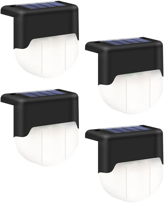 4pcs Solar Outdoor Stair Lights Warm White LED Waterproof Solar Power Pathway Lamps for Garden Patio Yard Step Lighting
