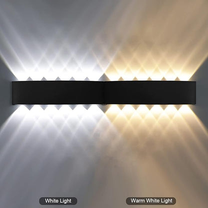 Kawell 12W Waterproof Modern Wall Light LED Wall Lamp Aluminum LED Wall Sconce Up Down Indoor Outdoor for Bedroom Bathroom Hallway Porch Corridor Hotel Doorway Garden Pathway, Black 3000K